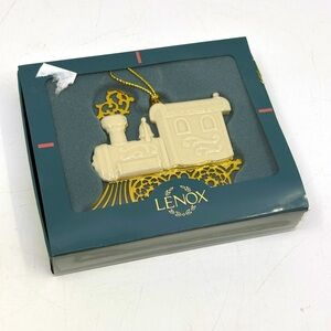 LENOX Porcelain Christmas Ornament 1994 GOLD TRAIN ORIGINAL BOX